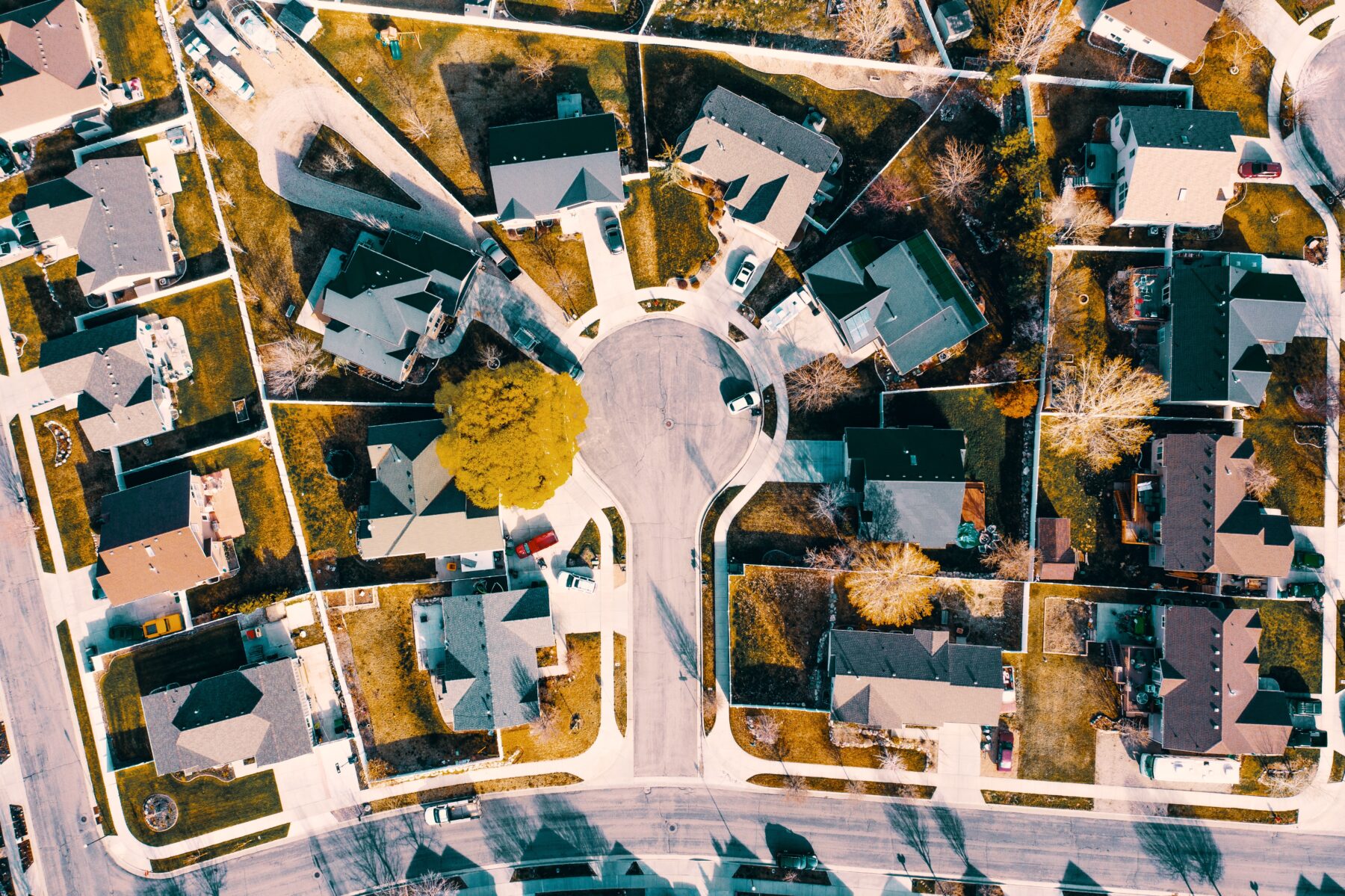 ariel image of an houses in a circle
