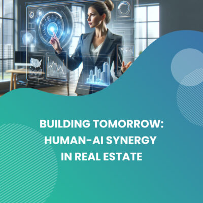 building tomorrow: human-ai synergy in real estate- AI generated image of a woman controlling a property manager dashboard